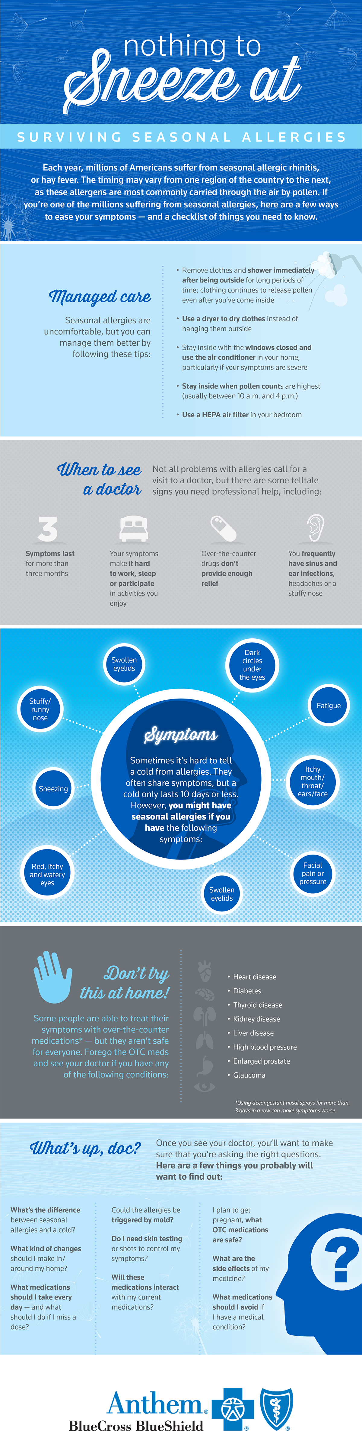Infographic addresses the causes and treatment options for dealing with burdensome seasonal allergies.